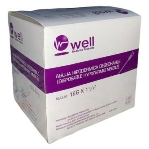 Aguja hipodérmica 16G x 1 1/2" – caja x 100
