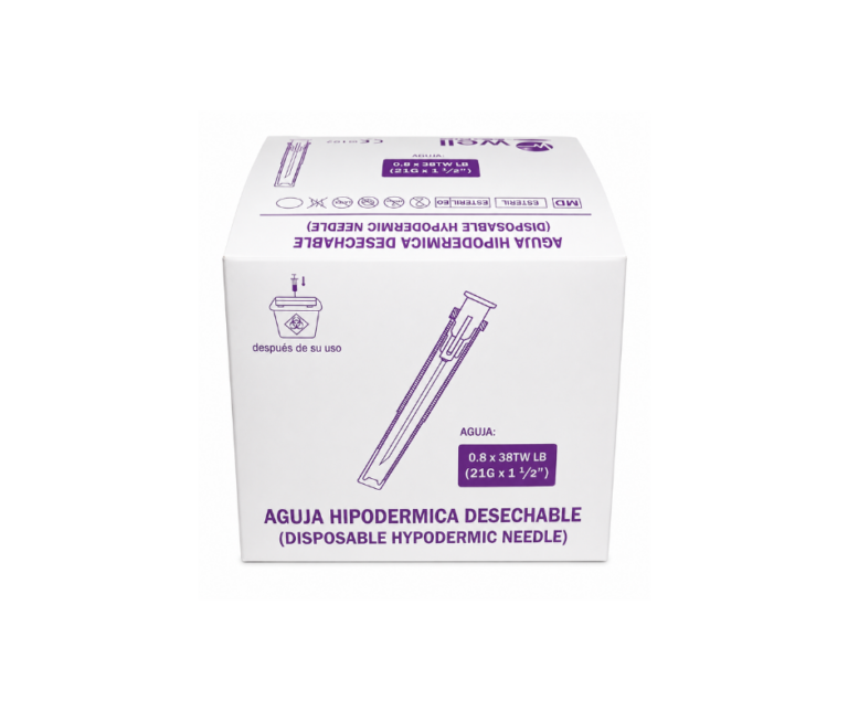 Aguja hipodérmica 21G x 1 1/2" – caja x 100