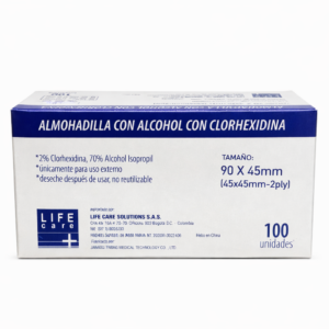 Pañitos del algodón con clorhexidina 90 x 45 mm – caja x 100