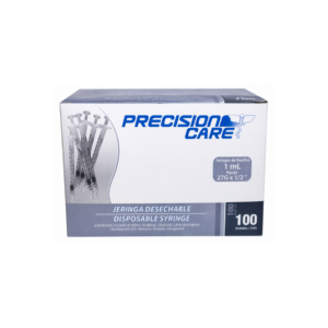 Jeringa 1 ml (insulina 3 partes) aguja 27G x 1/2" – caja x 100