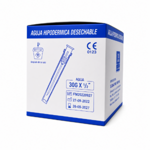 Aguja hipodérmica 30G x 1/2" – caja x 100