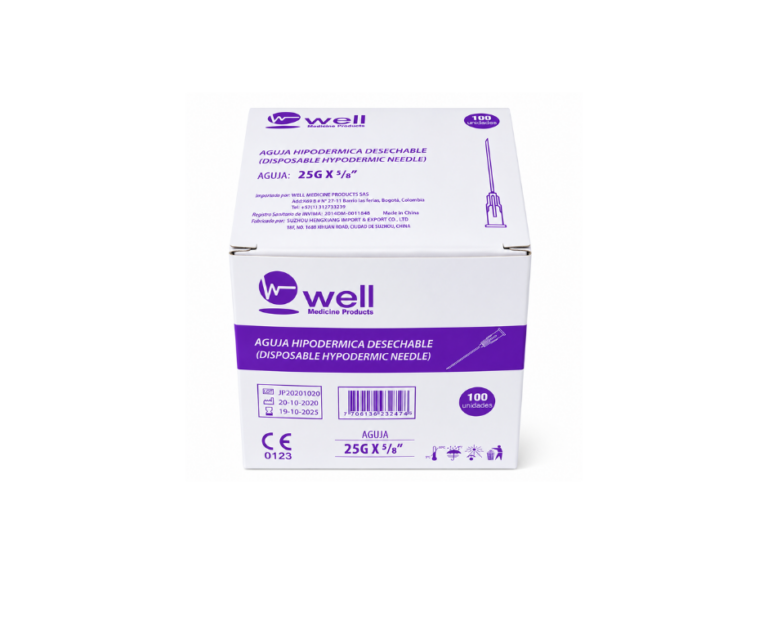 Aguja hipodérmica 25G x 5/8" – caja x 100