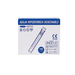 Aguja hipodérmica 27G x 1 1/2" – caja x 100